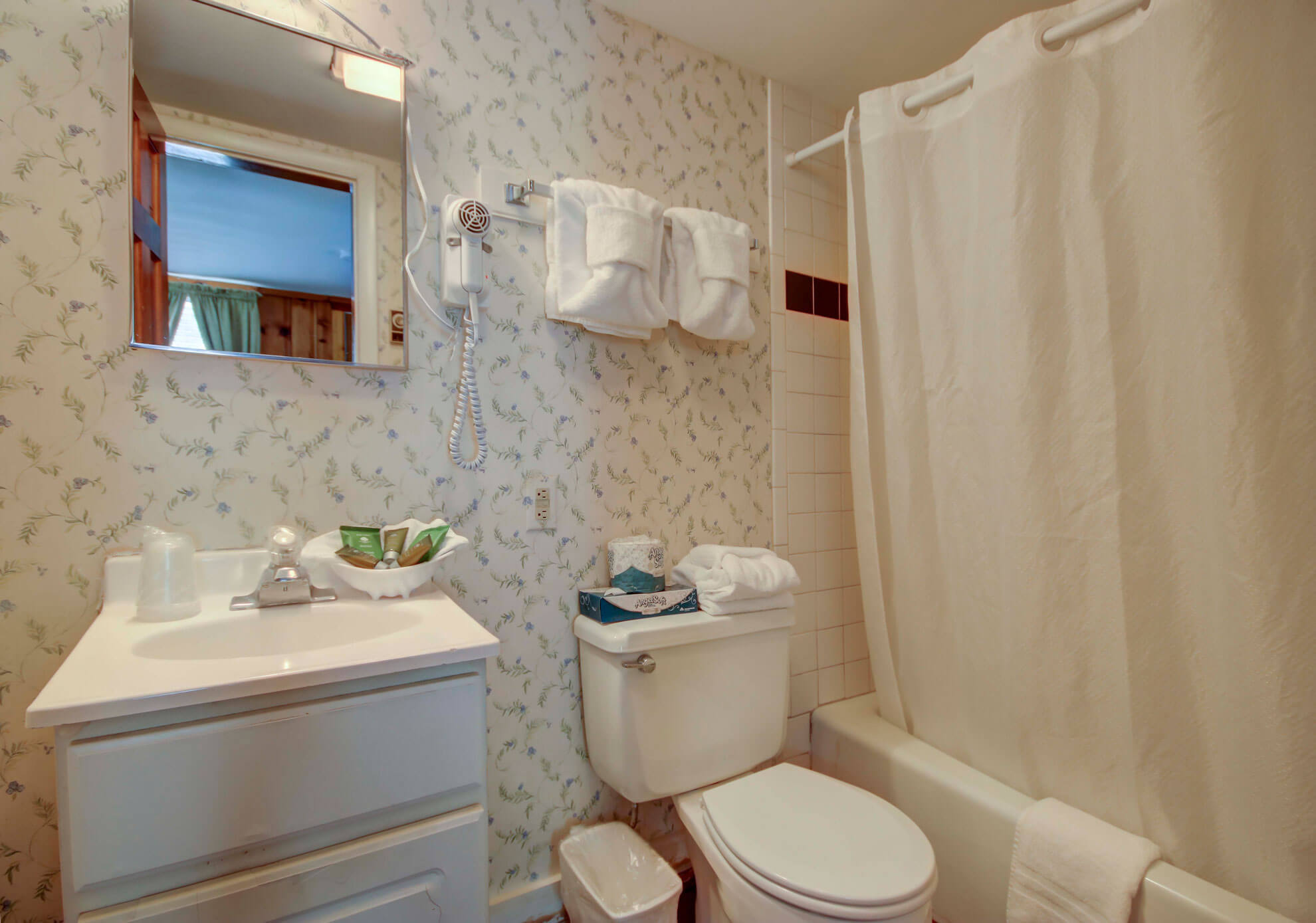 a bathroom with a toilet, sink, mirror and bathtub